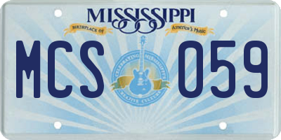 MS license plate MCS059