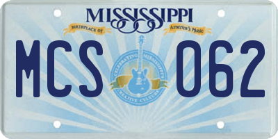 MS license plate MCS062