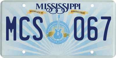 MS license plate MCS067