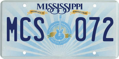 MS license plate MCS072