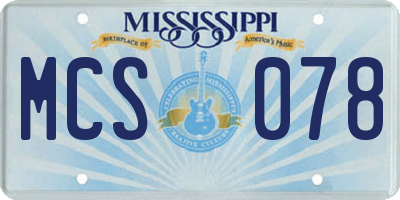 MS license plate MCS078