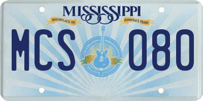 MS license plate MCS080
