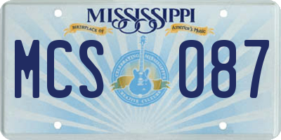 MS license plate MCS087
