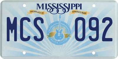 MS license plate MCS092