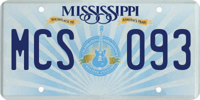MS license plate MCS093