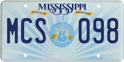 MS license plate MCS098