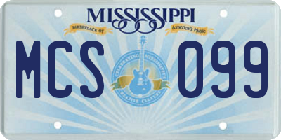 MS license plate MCS099