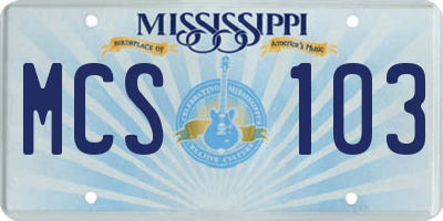 MS license plate MCS103