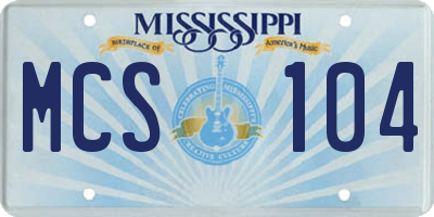 MS license plate MCS104