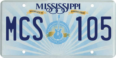 MS license plate MCS105