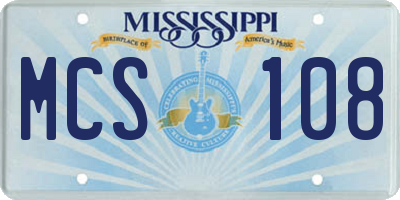 MS license plate MCS108