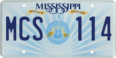 MS license plate MCS114