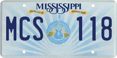 MS license plate MCS118