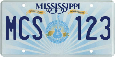 MS license plate MCS123