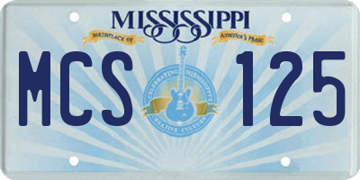 MS license plate MCS125