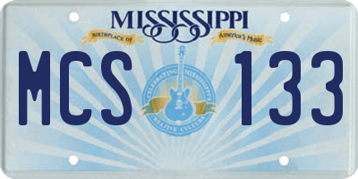 MS license plate MCS133