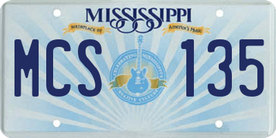 MS license plate MCS135