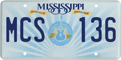MS license plate MCS136