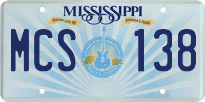 MS license plate MCS138