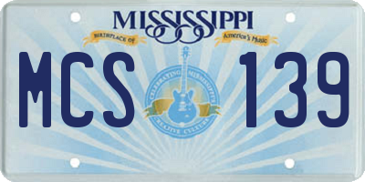 MS license plate MCS139