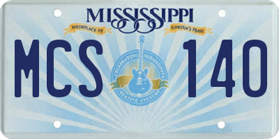 MS license plate MCS140