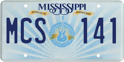 MS license plate MCS141