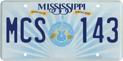 MS license plate MCS143