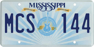 MS license plate MCS144