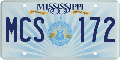 MS license plate MCS172
