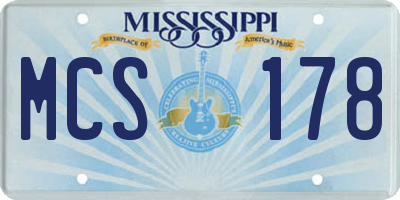 MS license plate MCS178