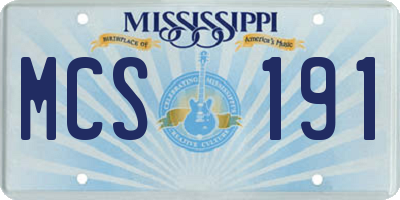 MS license plate MCS191
