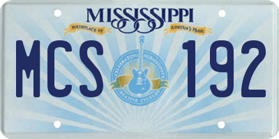 MS license plate MCS192