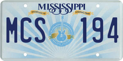MS license plate MCS194