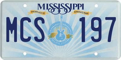 MS license plate MCS197