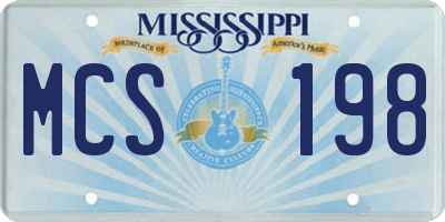 MS license plate MCS198