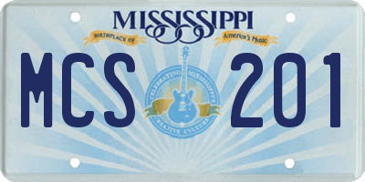 MS license plate MCS201