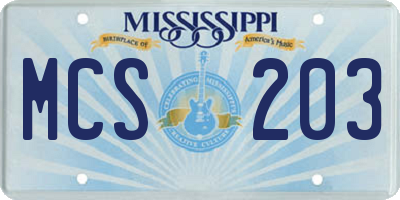 MS license plate MCS203