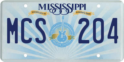 MS license plate MCS204