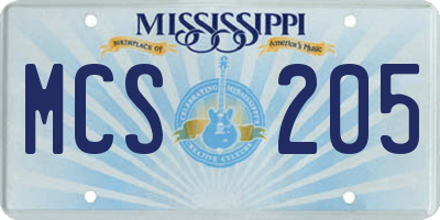 MS license plate MCS205
