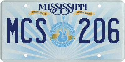 MS license plate MCS206