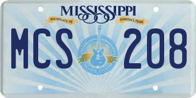 MS license plate MCS208