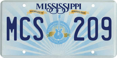 MS license plate MCS209