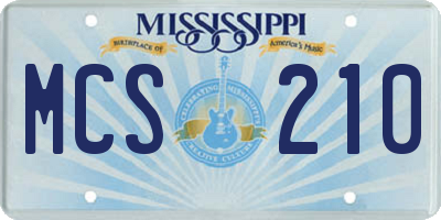 MS license plate MCS210