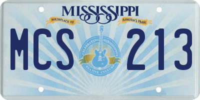 MS license plate MCS213