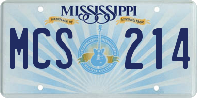 MS license plate MCS214