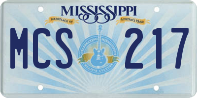 MS license plate MCS217