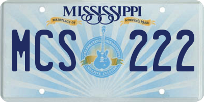 MS license plate MCS222