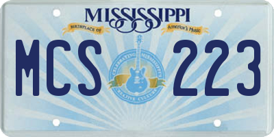 MS license plate MCS223