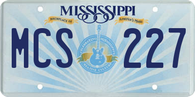 MS license plate MCS227