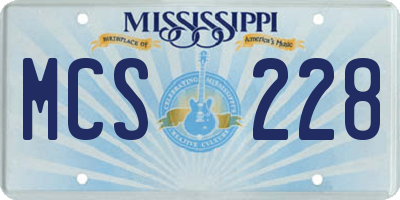 MS license plate MCS228